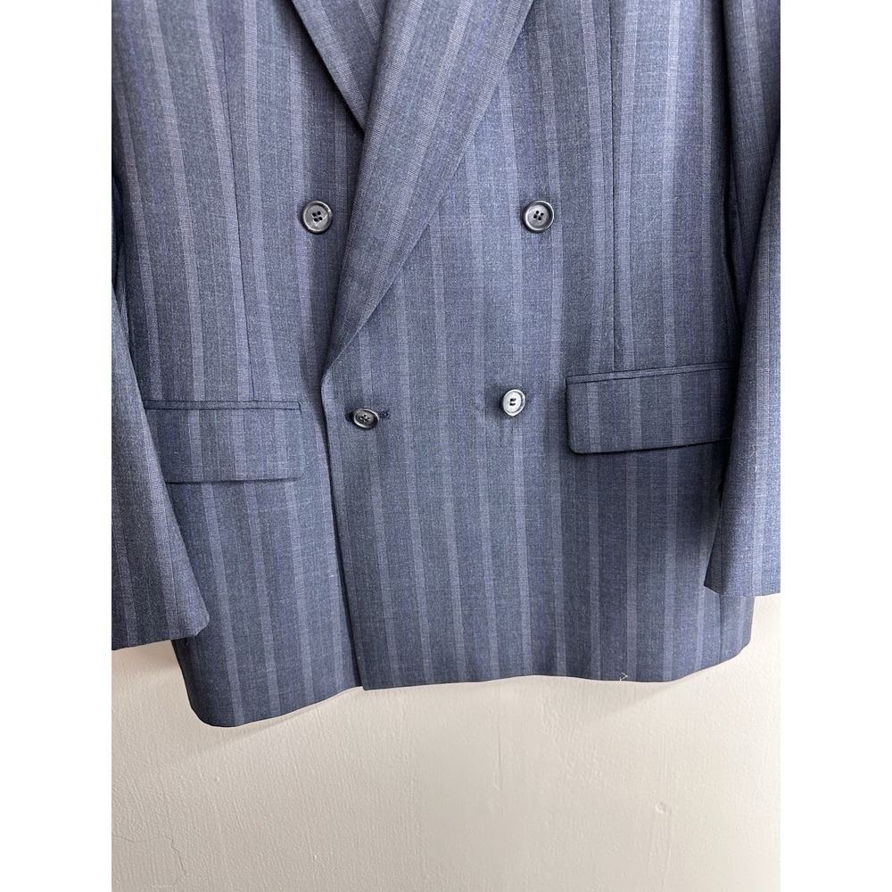VTG 80s Alexander Julian SIZE 12 Pinstripe Navy Double Breasted 100% Wool USA - Picture 9 of 16
